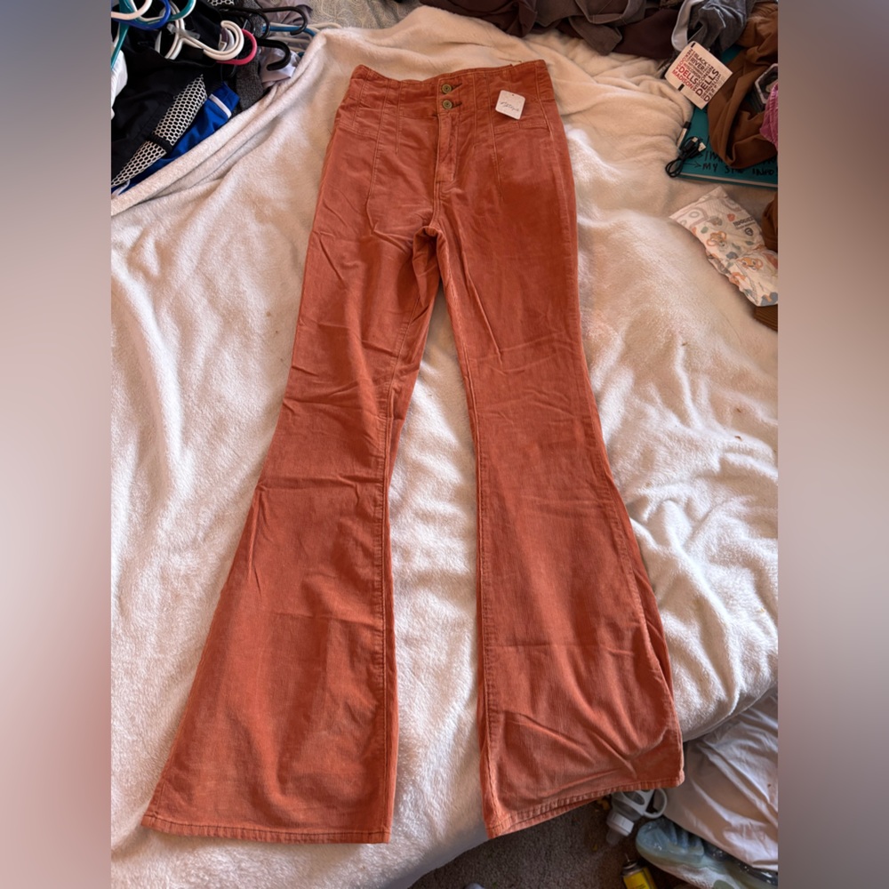 We The Free Rust Orange Corduroy Wide Leg Jeans